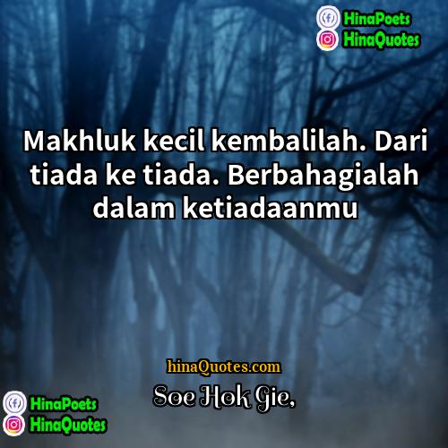 Soe Hok Gie Quotes | Makhluk kecil kembalilah. Dari tiada ke tiada.